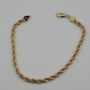 Gold Plated Rope Bracelet 4mm 8" Men Women, NEW